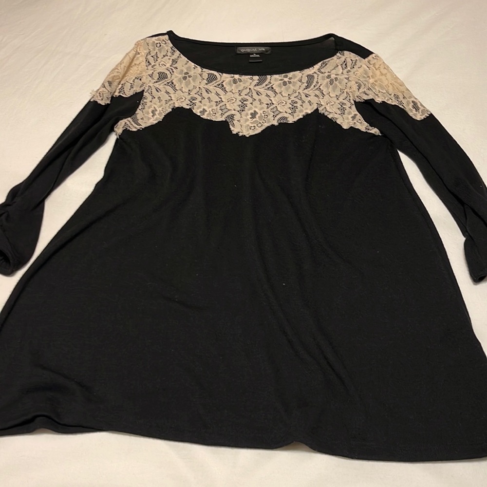Lace on black knit
